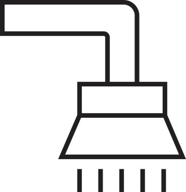 Reklamlar için duş başlığı vektörü. Kitaplar, mağazalar, dükkanlar için uygun. Duş ikonu işareti alıyorum. Şeffaf arkaplanda izole edilmiş siyah çizgi biçiminde banyo duş piktogramı sembolü.