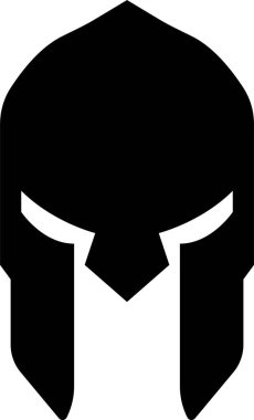 Güvenli Yunan gladyatör tasarım unsuru amblemi olarak logo ve sembol olarak kullanılmak üzere Sparta miğferi simgesi. Şeffaf arkaplanda izole uygulamalar ve web sitesi için vektör. Truva işareti silueti.