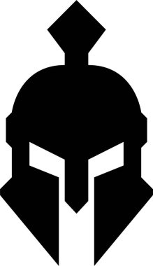 Güvenli Yunan gladyatör tasarım unsuru amblemi olarak logo ve sembol olarak kullanılmak üzere Sparta miğferi simgesi. Şeffaf arkaplanda izole uygulamalar ve web sitesi için vektör. Truva işareti silueti.
