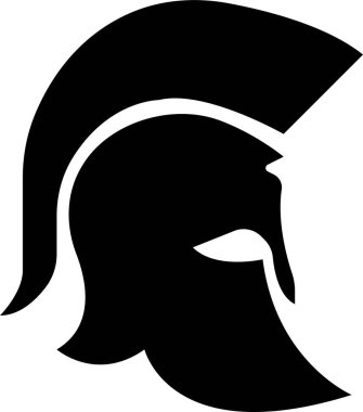 Güvenli Yunan gladyatör tasarım unsuru amblemi olarak logo ve sembol olarak kullanılmak üzere Sparta miğferi simgesi. Şeffaf arkaplanda izole uygulamalar ve web sitesi için vektör. Truva işareti silueti.