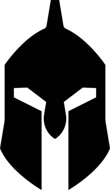 Güvenli Yunan gladyatör tasarım unsuru amblemi olarak logo ve sembol olarak kullanılmak üzere Sparta miğferi simgesi. Şeffaf arkaplanda izole uygulamalar ve web sitesi için vektör. Truva işareti silueti.