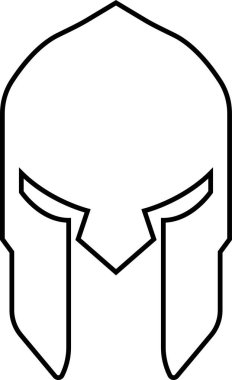 Spartalı miğfer simgesi, Yunan gladyatör tasarım elementinin logo ve sembol olarak kullanılması için hizada kullanılıyor. Şeffaf arkaplanda izole uygulamalar ve web sitesi için vektör. Truva işareti silueti.