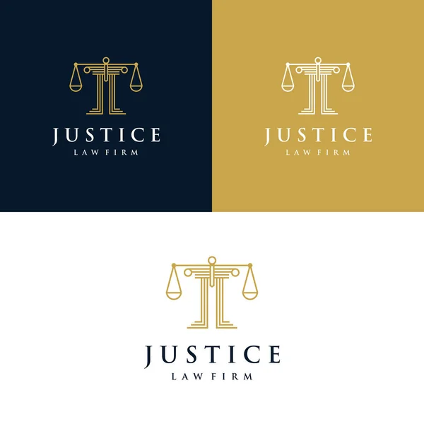Justice Logo Design Inspiration Linienkunst Premium Vector — Stockvektor
