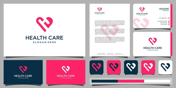 Health Care Logo Design Inspiration Business Card Icon Premium Vector — Stock Vector
