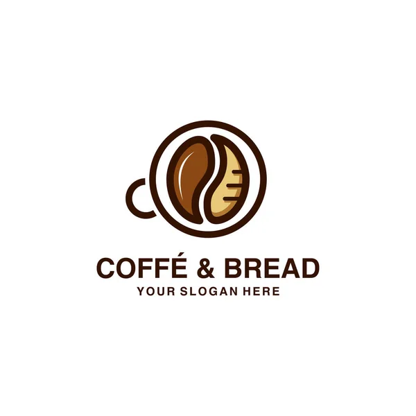 Koffie Brood Koffie Logo Design Inspiratie Premium Vector — Stockvector