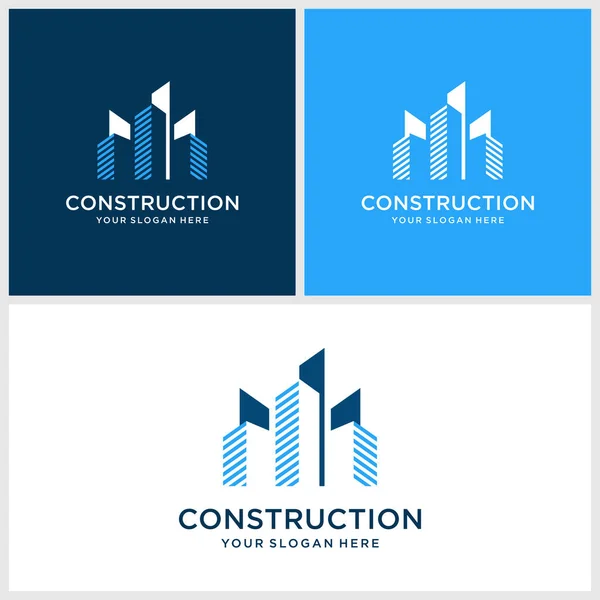 Moderne Konstruksjon Logo Design Arkitektur Bygning Premium Vector – stockvektor