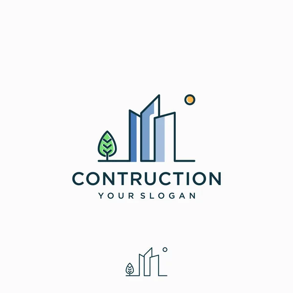 Projekt Logo Budowy Inspiracji Sztuki Linii Zarys Prosty Minimalistyczny Wektor — Wektor stockowy