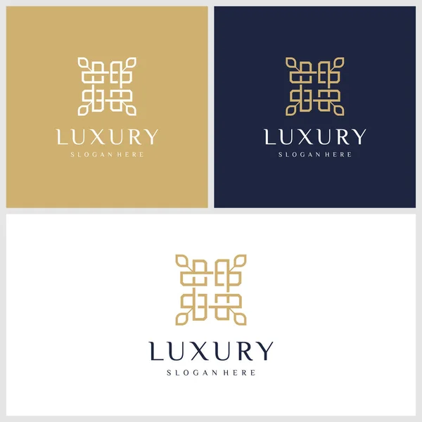 Luxuriöses Florales Logo Design Schönheit Mode Salon Premium Vector — Stockvektor
