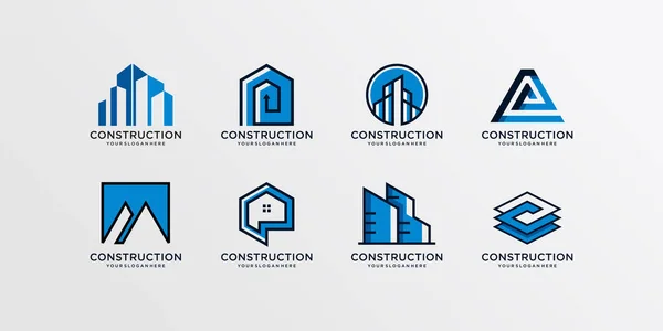 Coleção Logotipo Construção Moderno Conceito Gradiente Imobiliário Vetor Premium — Vetor de Stock