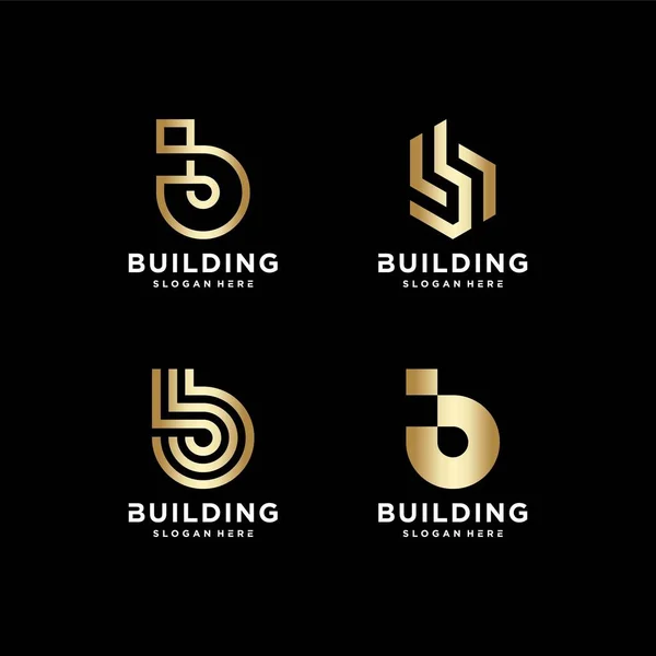 Building Logo Collection Modern Konzept Gefälle Immobilien Premium Vector — Stockvektor