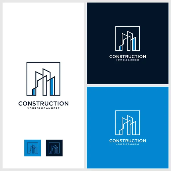 Costruzione Moderna Logo Design Concept Architettura Costruzione Premium Vector — Vettoriale Stock
