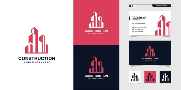 Design Logotipo Construção Moderna Construção Imobiliário Arquiteto Premium Vector — Vetor de Stock
