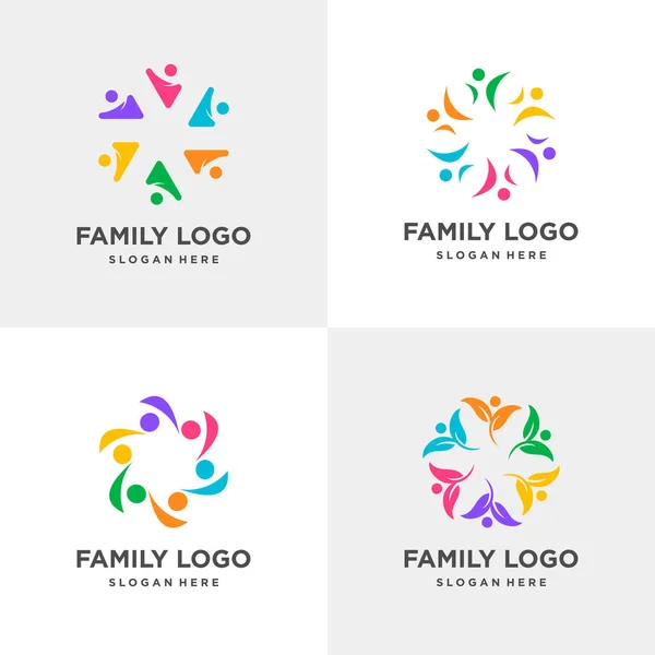 Kolekcja Logo Rodziny Społeczność Społeczność Biznes Finanse Człowiek Premium Vector — Wektor stockowy
