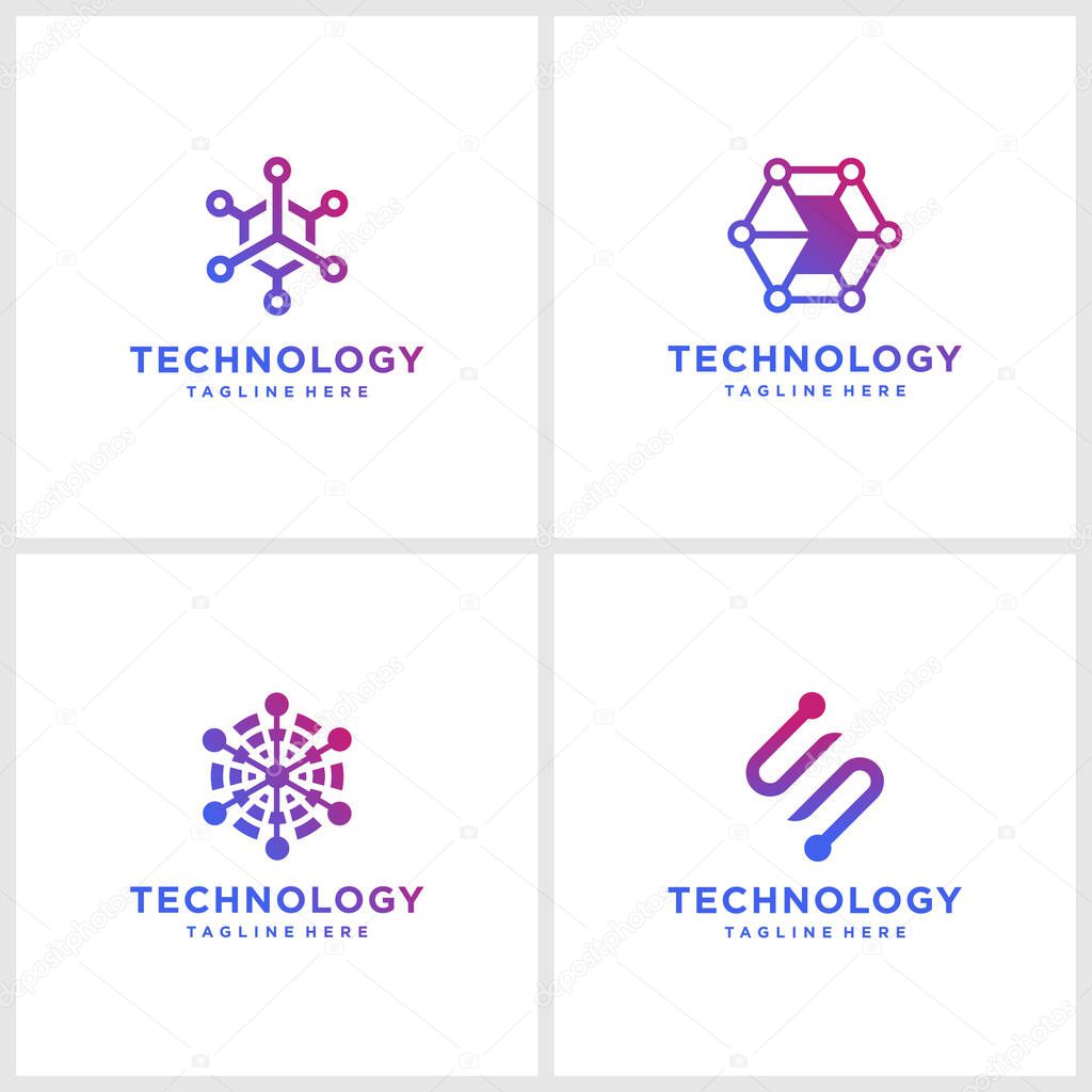 Gradient technology logo collection Premium Vector