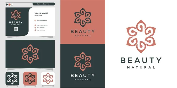 Logotyp Skönhet Minimalistisk Och Visitkort Med Linje Konst Design Mall — Stock vektor