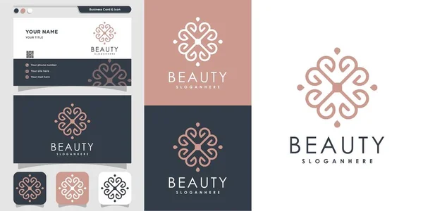 Минималистский Логотип Beauty Line Дизайн Визитных Карточек — стоковый вектор