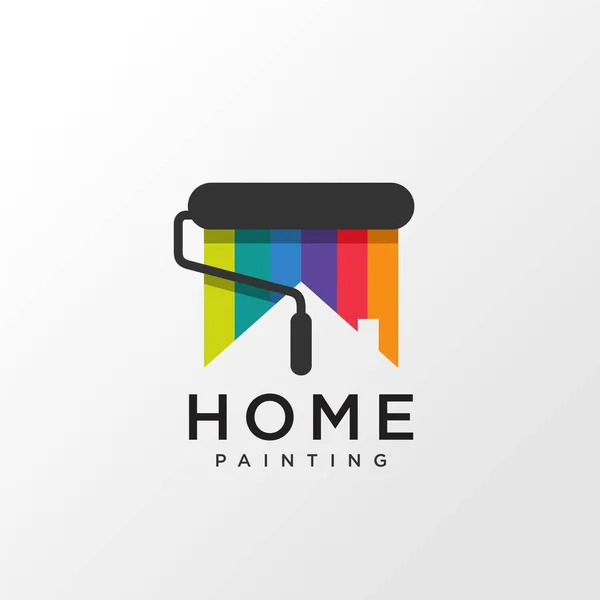 Gökkuşağı renginde ev boyası logosu tasarımı kavramı, Premium Vektör