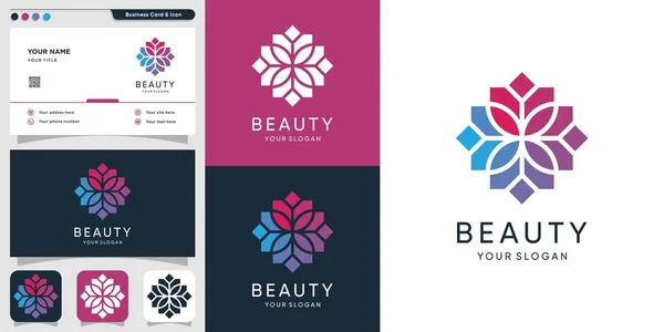 Belleza Colorido Flor Logotipo Diseño Tarjetas Visita Spa Belleza Salud — Vector de stock