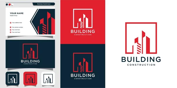 Modernes Hochbau Logo Und Visitenkartendesign Ikone Modernes Konzept Architektur Anwesen — Stockvektor