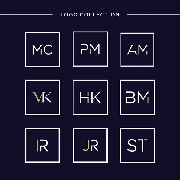 Logo Collection Initial Letter Square Luxury Initial Letter Elegance Square — Stock Vector