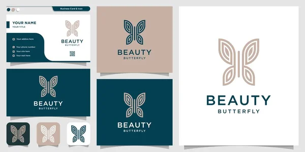 Logo Mariposa Belleza Con Estilo Arte Línea Diseño Tarjetas Visita — Vector de stock