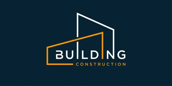 Будівельний Логотип Будівельної Компанії Концепцією Сучасного Лінійного Мистецтва Шаблоном Дизайну — стоковий вектор