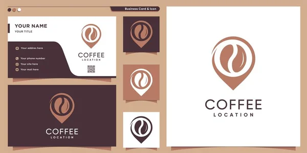 Koffie Logo Met Locatie Stijl Visitekaartje Ontwerp Template Koffie Logo — Stockvector