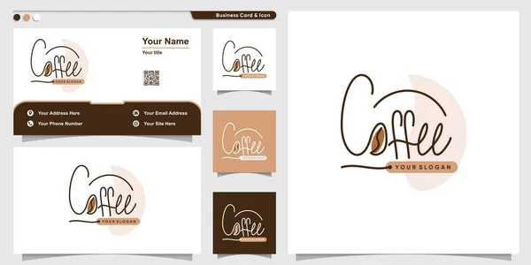 Logotipo Café Com Estilo Arte Linha Caligrafia Modelo Design Cartão — Vetor de Stock