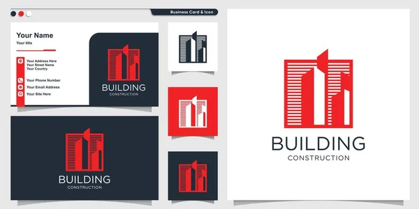 Logotipo Construção Com Estilo Único Modelo Design Cartão Visita Construção — Vetor de Stock