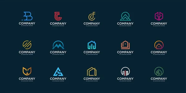 Conjunto Coleção Logotipo Empresa Com Conceito Moderno Para Construção Tecnologia — Vetor de Stock
