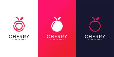 Serin ve eşsiz Premium Vektörlü kiraz logo şablonu