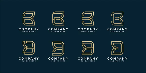 Conjunto Coleção Logotipo Carta Com Inicial Ouro Vetor Premium — Vetor de Stock