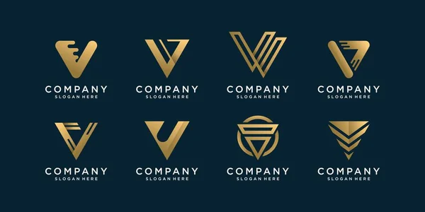 Conjunto Letra Coleção Logotipo Com Conceito Ouro Vetor Premium — Vetor de Stock