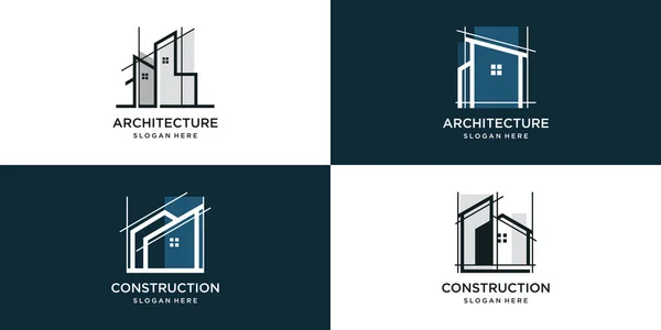 Συλλογή Λογότυπου Κτιρίου Σύγχρονη Και Μοναδική Έννοια Κατασκευή Αρχιτέκτονας Premium — Διανυσματικό Αρχείο