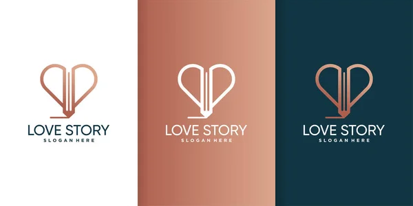 Love Story Logo Template Met Cool Gradiënt Concept Premium Vector — Stockvector
