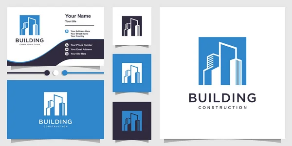 Logotipo Construção Com Conceito Silhueta Legal Modelo Design Cartão Visita — Vetor de Stock
