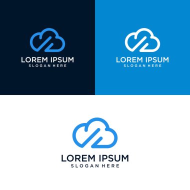 Temiz ve modern tasarıma sahip bulut vektörü, İnternet, bilgisayar, veritabanı