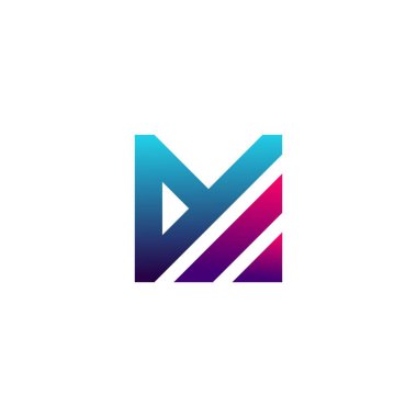 Gradyan modern konsepte sahip modern M harfi logo şablonu