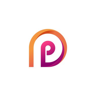 Gradyan modern konsepte sahip eşsiz P harfi logo şablonu