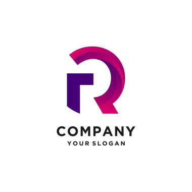 Gradyan modern konsepte sahip eşsiz R harfi logo şablonu