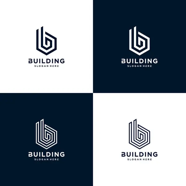 Концепція Дизайну Логотипу Будівлі Архітектурна Контрастність — стоковий вектор