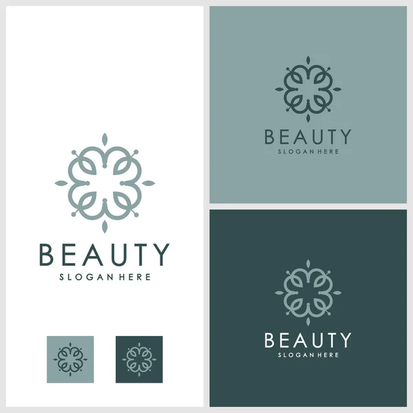 Diseño Del Logotipo Floral Belleza Spa Cuidado Moda Salón Vector — Vector de stock
