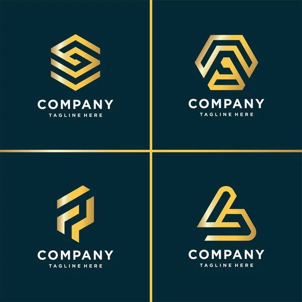 Kolekcja Logo Złotego Piękna List Konstrukcja Biznes Finanse Złoto Premium — Wektor stockowy