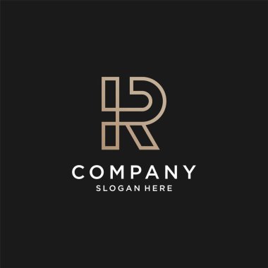 R harfi logosu ile modern şekil ve çizgi sanat tarzı vektörü bölüm 4 'ü birleştirin