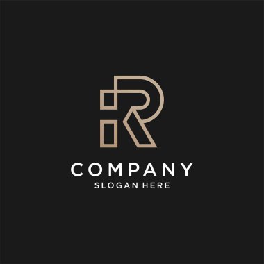 R harfi logosu modern şekil ve çizgi sanat tarzı vektörü bölüm 7 ile birleştirilsin
