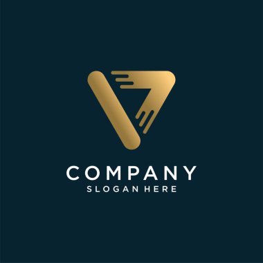 İlk harf logosu V, altın, teknoloji, şirket, iş, konsept, Premium Vektör Bölüm 4