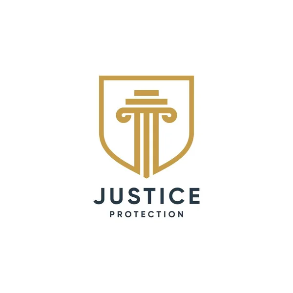 Justice Logo Med Sköld Element Och Linje Konst Stil Juridik — Stock vektor