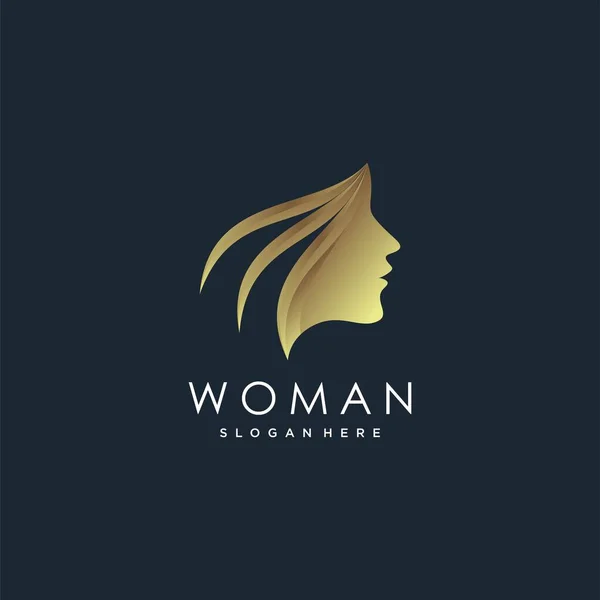 depositphotos 672322104 stock illustration woman logo modern golden gradient