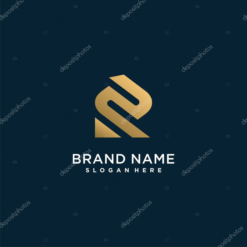 Letter logo with initial R, golden, technology, company, business, concept, Premium Vector Part 8
