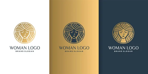 Логотип Женщины Современной Концепцией Дизайном Шаблоном Красотой Золотым Премиум Вектором — стоковый вектор
